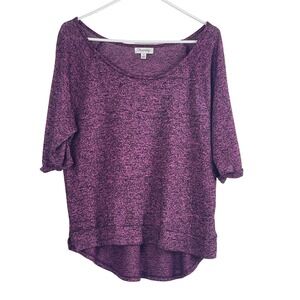 00717 Olsenboye Women's Purple Heathered Knit Top 1/2 - 3/4 Sleeve Size L